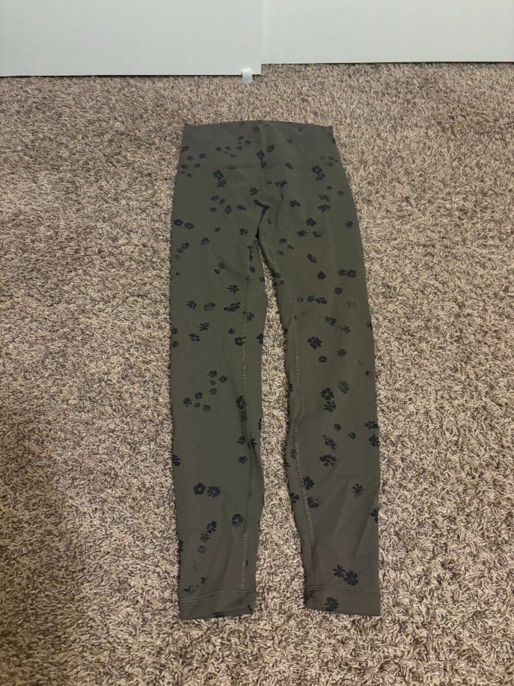 Lululemon Wunder Train High-Rise Tight 28" Floral Breeze Olive Brown Black Sz 8
